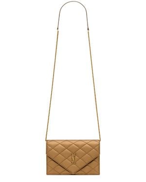 Saint Laurent Mini Leather Crossbody Bag With Bronze-Tone Hardware - White
