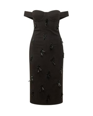 Des Phemmes Elegant Mini Bustier Suit With Sparkling Accents - Black