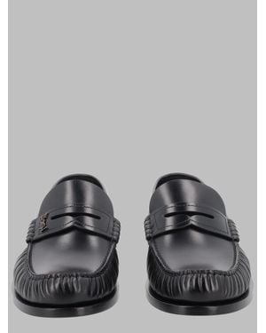 Saint Laurent Laurent Mocassino Mini Loafer-Heel - Gray