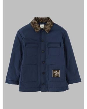 Fendi Girls' Trench Gabardine Jacket - Blue