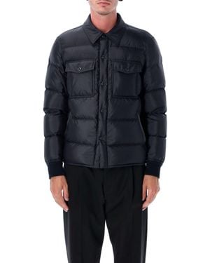 Tom Ford Techno Satin Down Outer Shirt - Blue