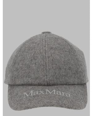 Max Mara Cashmere Baseball Hat With Logo - Gray