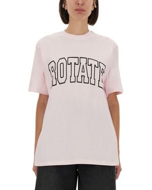 ROTATE BIRGER CHRISTENSEN Logo Crew Neck T-Shirt - White