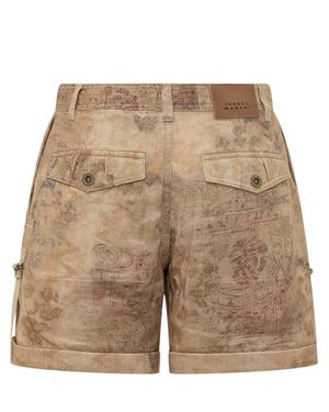 Isabel Marant Mini Shorts With Pocket And Cuff - Natural