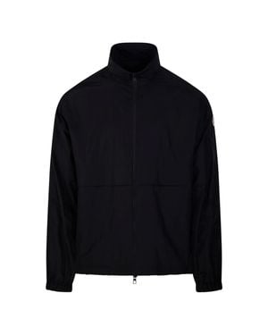 Moncler High Collar Nylon Jacket With Zip Pockets For - Black