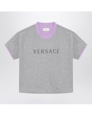 Versace Reversible/Lilac Cotton Jersey T-Shirt - Gray