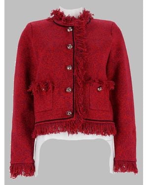 Self-Portrait Lace Mini Jacket - Red