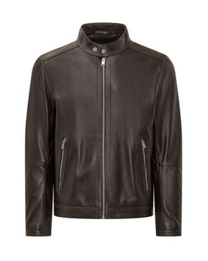 BOSS Open-Front Lamb Leather Jacket - Brown