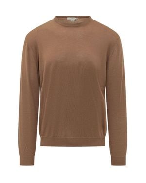 Malo Basic Crewneck Wool Knit Sweater - Brown