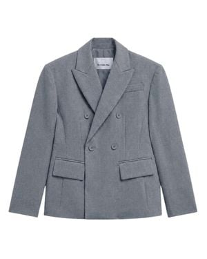 Frankie Shop Doyer Double-Breasted Wool Blazer With Welt Pockets - Blue