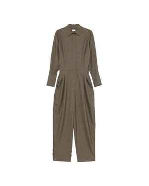ANDAMANE Side-Seam Pocket Shirt Collar Button-Down Dress - Natural