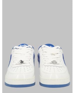 A Bathing Ape Low-Top Leather Sneakers With Vibrant Accents - White