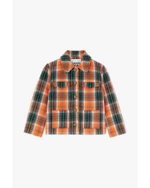 Ganni Graphic Wool Check Blazer - Multicolor