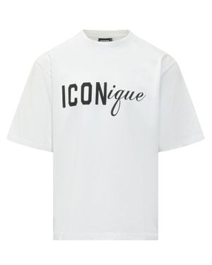 DSquared² Loose Fit T-Shirt With Statement Logo - Gray