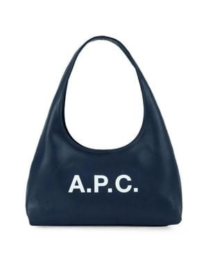 A.P.C. A. P.C. Magnetic-Closure Hand & Shoulder Handbag With Top Handles (13 Cm X 26.5 Cm X 4.5 Cm) - Blue