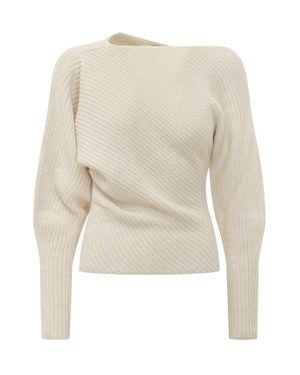 Alberta Ferretti Wool Blend Knit Sweater - White
