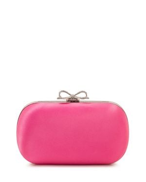 Self-Portrait Mini Satin Clutch Handbag - Pink