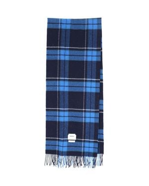 Adererror Plaid Fringe Scarf - Blue