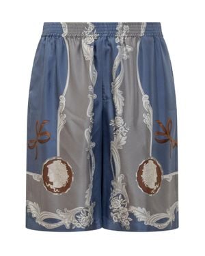 Versace Silk Cameo Mini Shorts - Blue