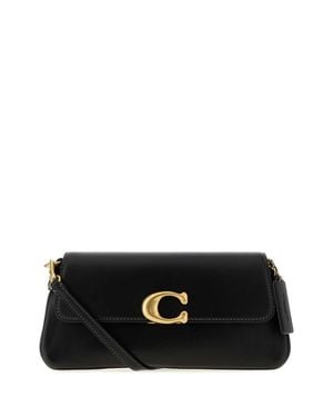 COACH Calf Leather Jet Shoulder Handbag, 25 Cm Width - Black