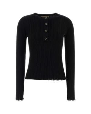Uma Wang Cashmere Henley Sweater - Black