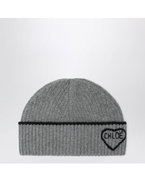 Chloé Encoeur Wool And Cashmere Cap - Gray
