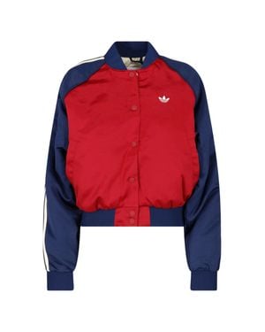 adidas Cropped Bomber Jacket - Red