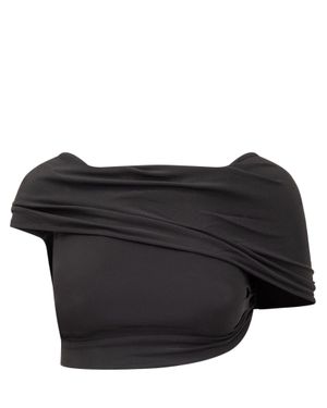 CASABLANCA Elegant Mini Draped Top For Fall - Black