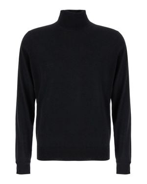Le Plain Ribbed Turtleneck Sweater - Blue