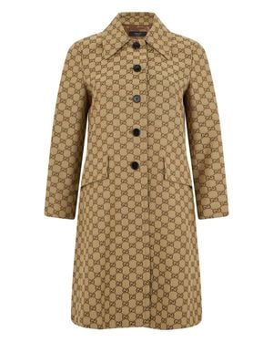 Gucci Trench With Button Closure - Natural