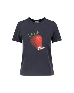 Chloé 100% Cotton T-Shirt - Blue