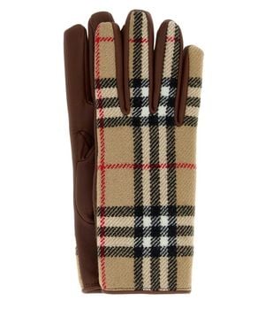 Burberry Wool Check Gloves - Brown