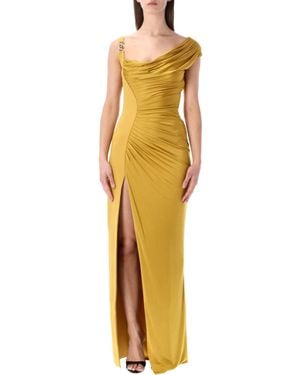 Versace Draped Jersey Gown - Metallic