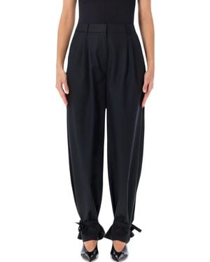 OperaSPORT Pleated Tapered Pants With Tie Hem - Black