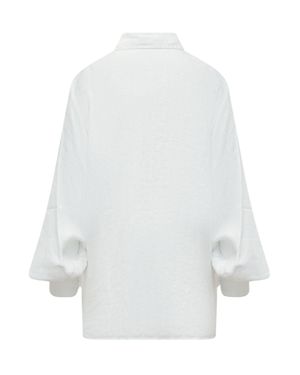 SOSUE Blouse With Collar And Wide Sleeves - White