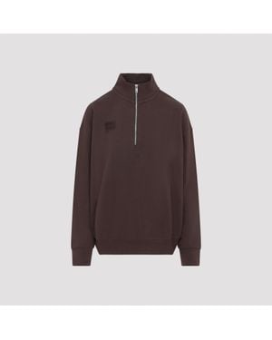 PANGAIA Half Zip Cotton Sweatshirt - Brown