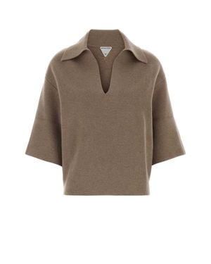 Bottega Veneta Mw Compact Cashmere Ss Polo - Brown