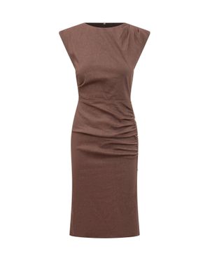 Pinko Elegant Midi Suit With Draped Detail - Brown