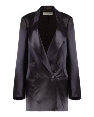 Dries Van Noten Satin Double-Breasted Jacket - Black