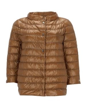 Herno Sofia Iconico Cropped Down Puffer Coat - Brown