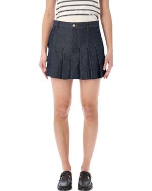A.P.C. Pleated Denim Mini Skirt - Blue