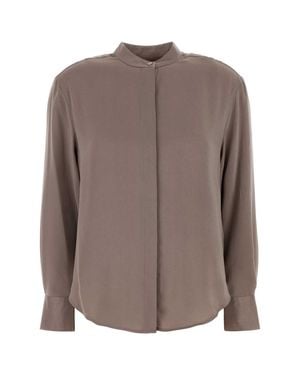 Calvin Klein Washed Satin Relaxed Shirt - Brown