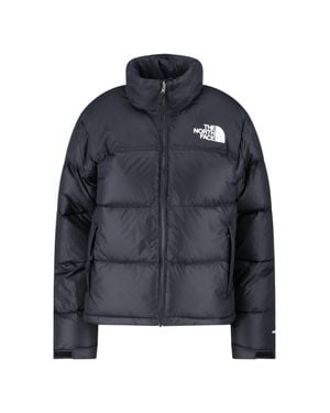 The North Face Quilted Down Coat With Removable Hood And Adjustable Features - Blue