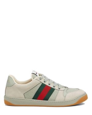 Gucci Gg Fabric Low-Top Sneaker With Web Ribbon, Enamel Double G Oval & Two-Tone Rubber Sole - Multicolor