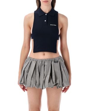 Miu Miu Sleeveless Polo Crop Vest - Blue