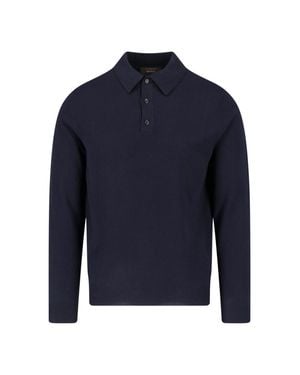 Zanone Long-Sleeve Knit Polo Sweater - Blue
