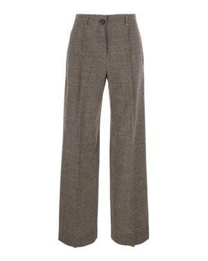 Tela Wool Blend Straight-Leg Pants With Belt Loops - Gray
