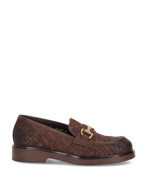 LA ROSE Textured Moccasin Loafers - Brown