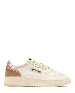 Autry Suede Lace-Up Sneaker With Leather Heel Tab And Rubber Sole - Natural