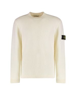 Stone Island Sweater With Brushed Texture - White